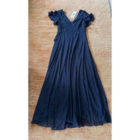 NWT Ever-Pretty Women's Dress  Double V Neck A Line Ruffle Hem Backless Blue L - Picture 11 of 12